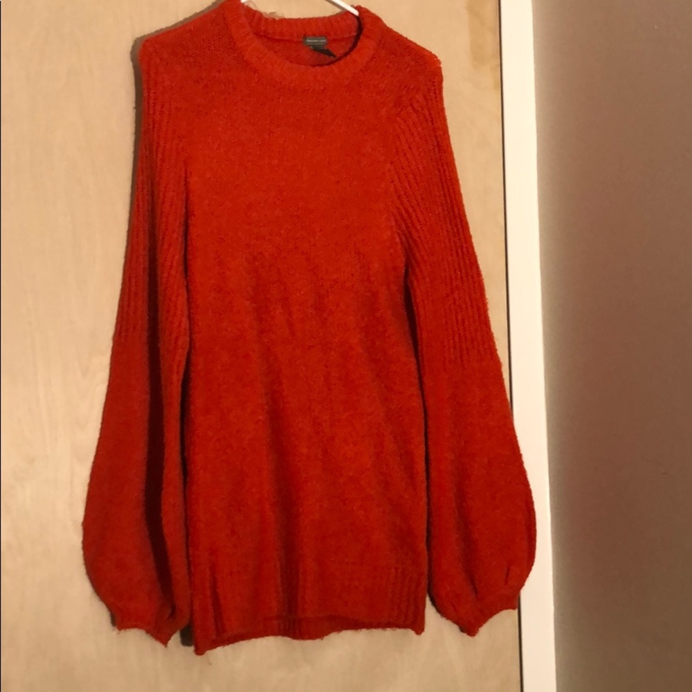 Orange sweater dress